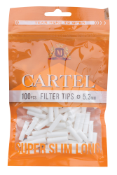 Filter tips CARTEL Super Slim LONG  5.3 / 22mm x 100 pcs in bag