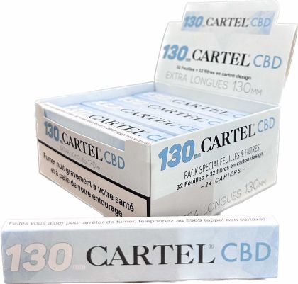 SUPER Long Rolling Papers with CBD isolate CARTEL 130 mm papers+ tips x 24 pcs in Display